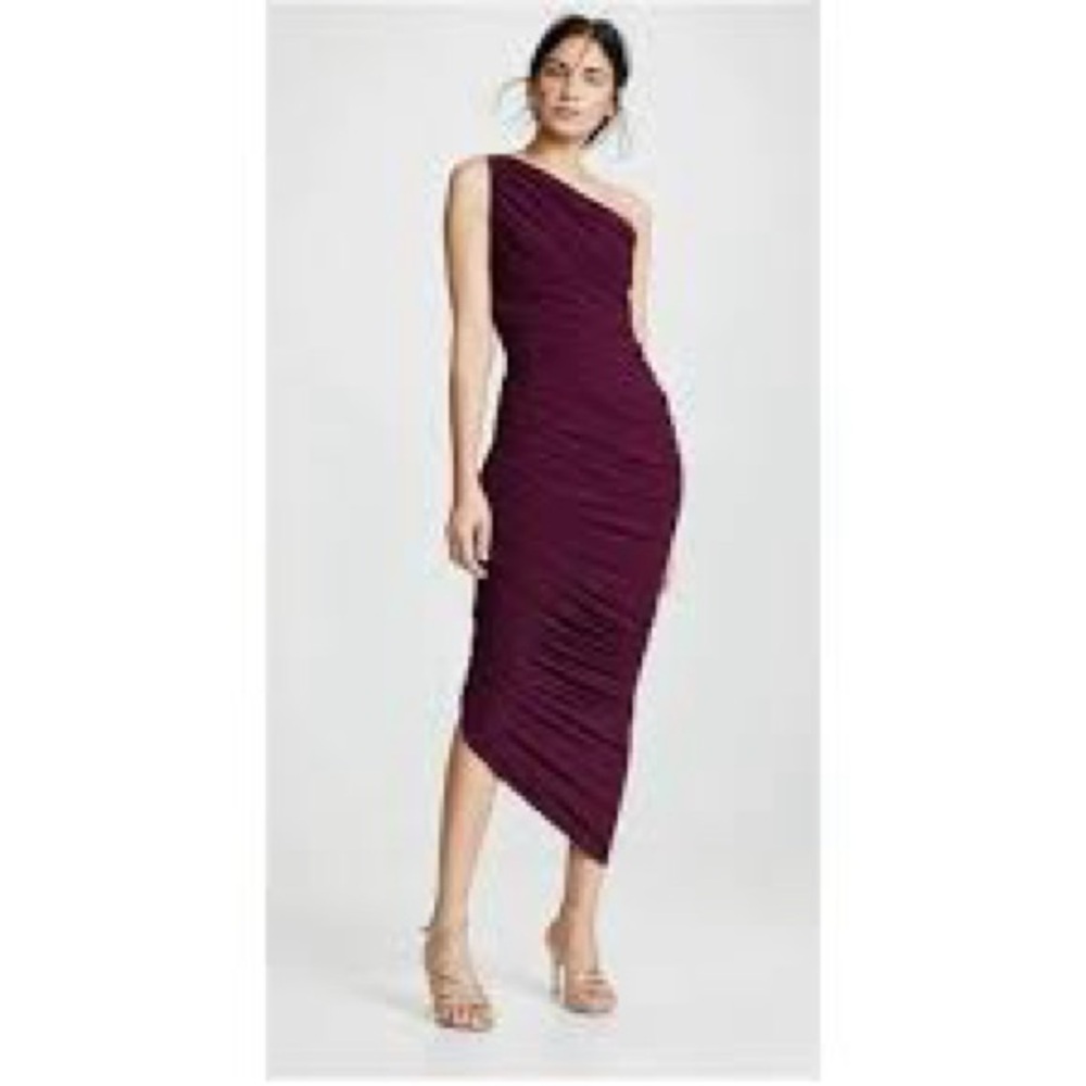 Norma Kamali One Shoulder Dress in Deep Purple